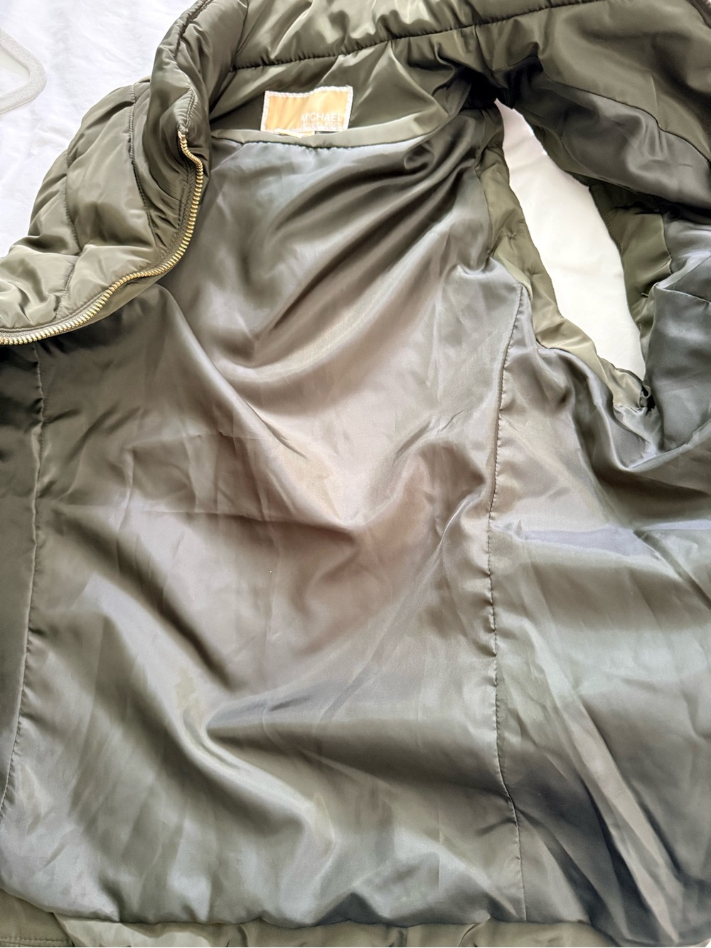 Michael Kors Olive Green Quilted Puffer Vest with Gold Zipper - Picture 7 of 10